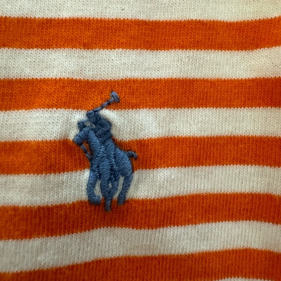 Ralph Lauren, short sleeve T-shirt, orange and white stripe size 14/16 boys nwt - Picture 3 of 8
